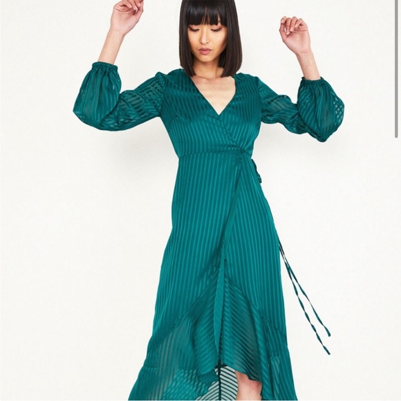 Bardot Mirela Long Sleeve MIDI Wrap Dress - Picture 2 of 7